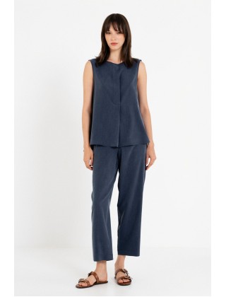 Γυναικείο χακί regular παντελόνι washed tencel - Philosophy TR44584