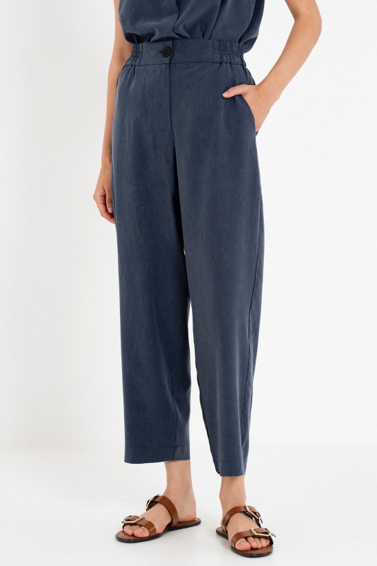 Γυναικείο χακί regular παντελόνι washed tencel - Philosophy TR44584