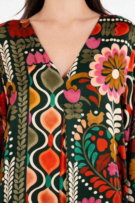 Γυναικείο μάξι satin print φόρεμα - Philosophy DR22858