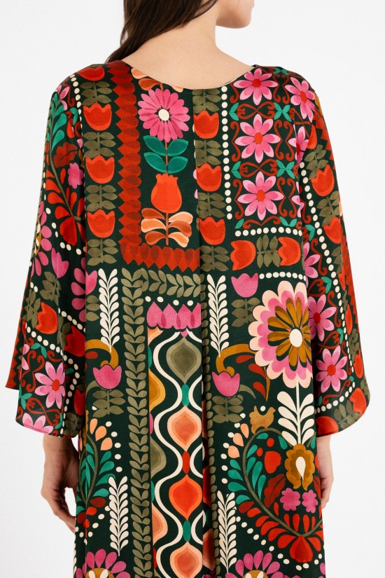 Γυναικείο μάξι satin print φόρεμα - Philosophy DR22858