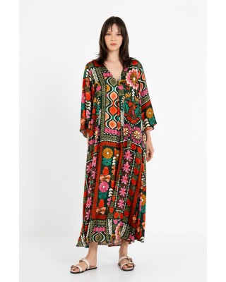 Γυναικείο μάξι satin print φόρεμα - Philosophy DR22858