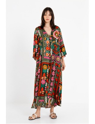 Γυναικείο μάξι satin print φόρεμα - Philosophy DR22858