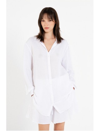 Γυναικείο μπεζ μακρυμάνικο πουκάμισο gauze - Philosophy SH77119