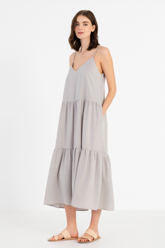 Tencel Linen Strapped Dress Philosophy – DR2636 Tencel Linen Strapped Dress Philosophy – DR2636