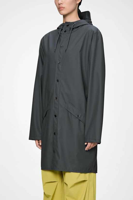 Unisex γκρι αδιάβροχο μπουφάν - Rains Long Jacket 12020