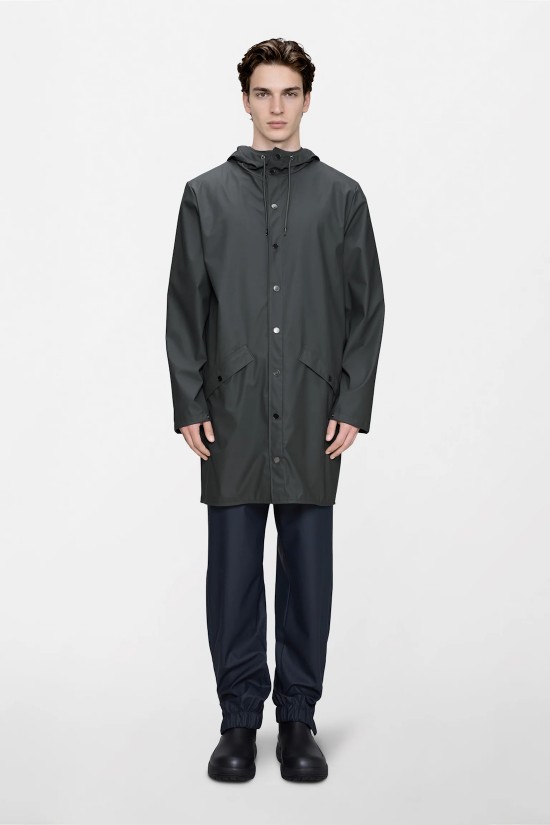 Unisex γκρι αδιάβροχο μπουφάν - Rains Long Jacket 12020