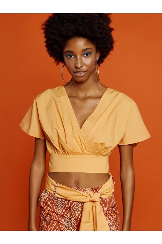 Cropped cruise blouse with tie - S2-2164 Cropped cruise blouse with tie - S2-2164