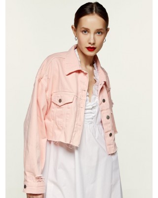 Jacket cropped pink denim - S2-1055