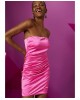 Φούξια φόρεμα στράπλες μίνι ντραπέ - W2-3000 Φούξια φόρεμα στράπλες μίνι ντραπέ - W2-3000