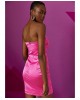 Φούξια φόρεμα στράπλες μίνι ντραπέ - W2-3000 Φούξια φόρεμα στράπλες μίνι ντραπέ - W2-3000