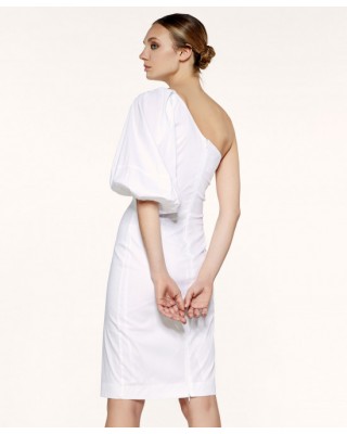 Λευκό φόρεμα midi με έξω ώμους - S2-3626 Λευκό φόρεμα midi με έξω ώμους - S2-3626