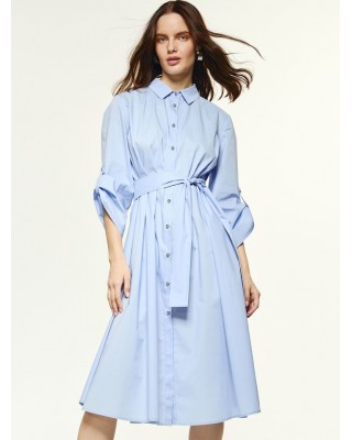 Cotton dress with belt - S2-3526
