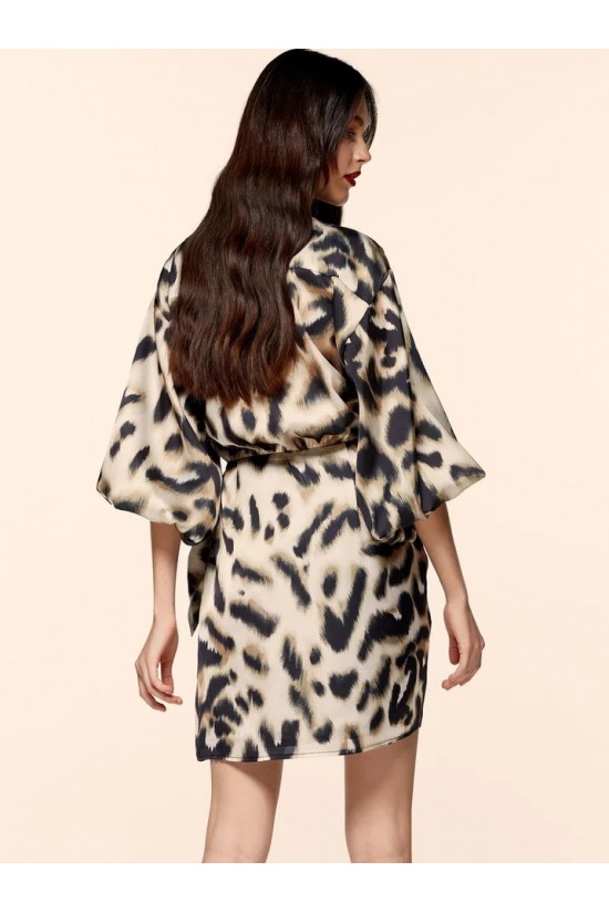 Leopard mini cruise dress with fringe - S2-3707 Leopard mini cruise dress with fringe - S2-3707