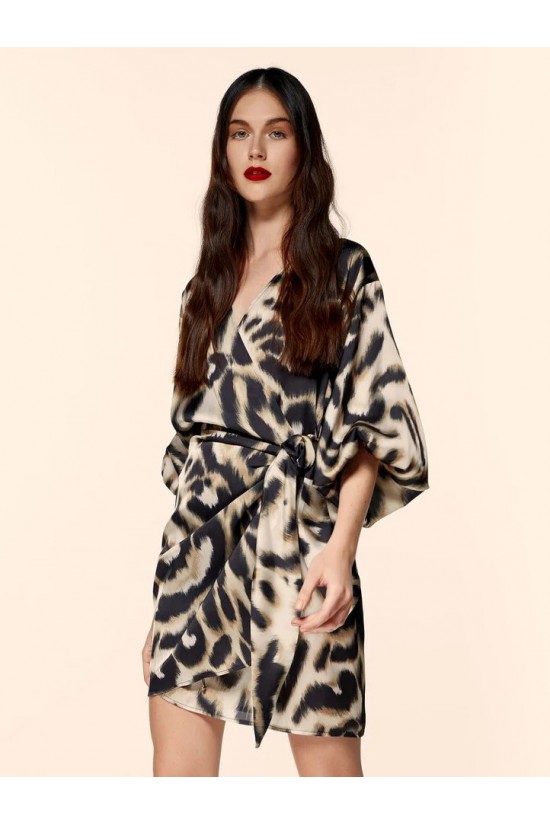 Leopard mini cruise dress with fringe - S2-3707 Leopard mini cruise dress with fringe - S2-3707