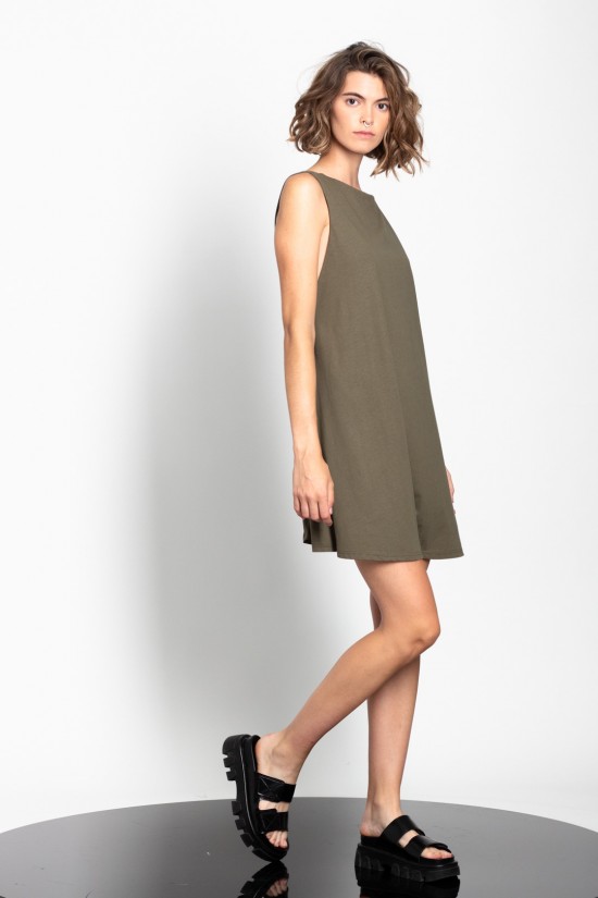 Boat neck open back Gaffer&Fluf playsuit in chaki color - JS45603.56 Boat neck open back Gaffer&Fluf playsuit in chaki color - JS45603.56