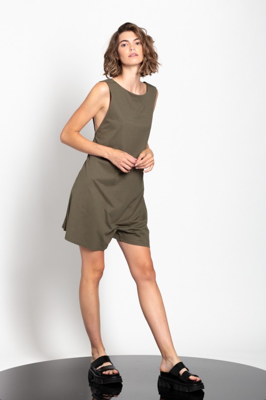 Boat neck open back Gaffer&Fluf playsuit in chaki color - JS45603.56 Boat neck open back Gaffer&Fluf playsuit in chaki color - JS45603.56