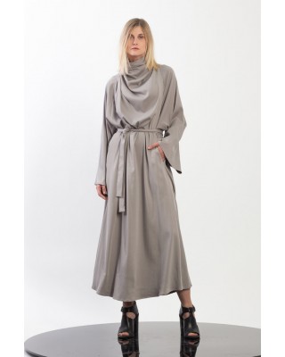 Maxi Dress With Oblique Drapped Neckline Dress -DR39958.12