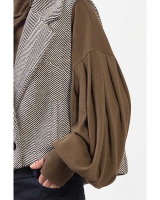 Πλεκτό ζιβάγκο με πλισέ μανίκια -LS35301.61