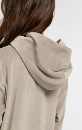 Beige Cotton blend velour hoodie dress –DR2602