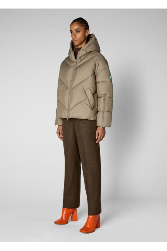 Beige Save The Duck hooded puffer Jacket - D30384W Beige Save The Duck hooded puffer Jacket - D30384W