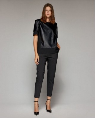 Black Blouse with double combo sleeve - W1-2032