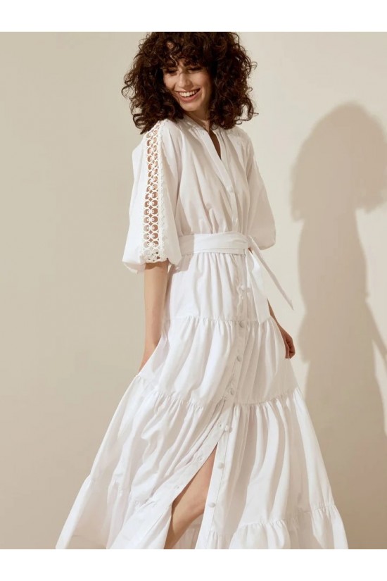 Semise dress with tress on the sleeve - S1-3533 Semise dress with tress on the sleeve - S1-3533