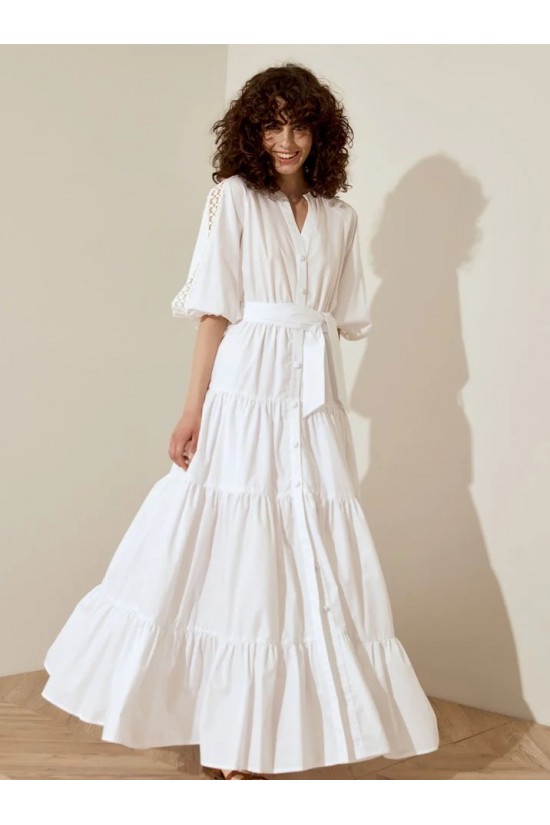 Semise dress with tress on the sleeve - S1-3533 Semise dress with tress on the sleeve - S1-3533