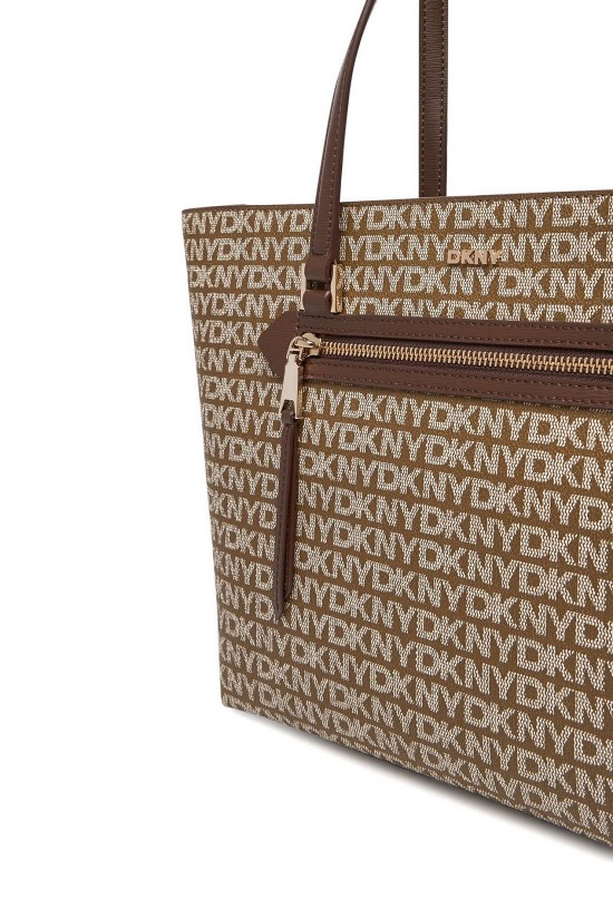 Γυναικεία καφέ τσάντα ώμου με λογότυπο - DKNY Bryant R42AYE20
