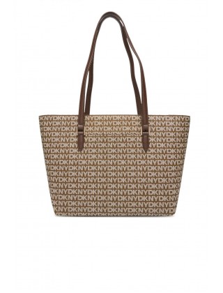 Γυναικεία καφέ τσάντα ώμου με λογότυπο - DKNY Bryant R42AYE20