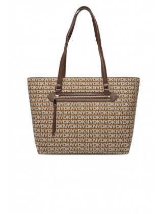 Γυναικεία καφέ τσάντα ώμου με λογότυπο - DKNY Bryant R42AYE20
