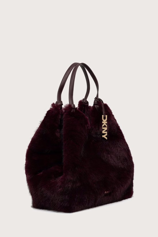 Γυναικεία μεγάλη μπορντό shopper τσάντα - DKNY Faux Fur R63AOE48 Γυναικεία μεγάλη μπορντό shopper τσάντα - DKNY Faux Fur R63AOE48