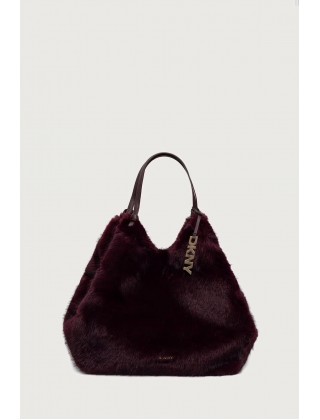 Γυναικεία μεγάλη μπορντό shopper τσάντα - DKNY Faux Fur R63AOE48