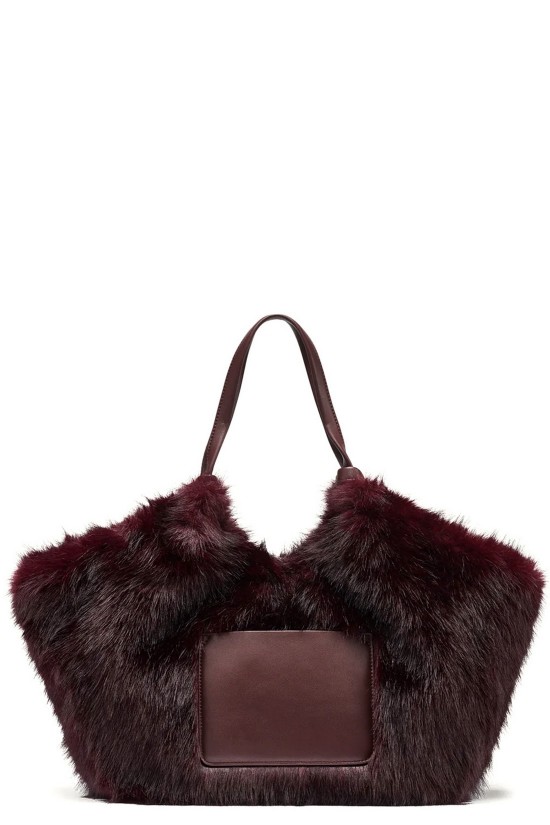 Γυναικεία μπορντό shopper τσάντα - DKNY Paula Faux Fur R63AOE49
