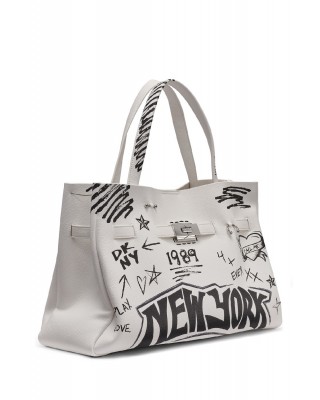 Γυναικεία λευκή τσάντα ώμου - DKNY Bryar Satchels R54DDK43