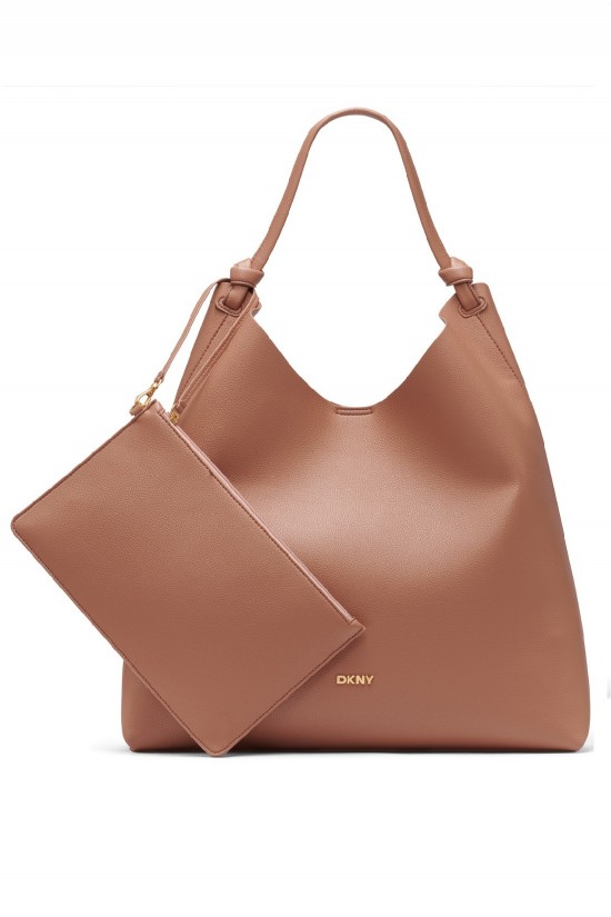 Γυναικεία μεγάλη καφέ τσάντα ώμου - DKNY Paula Hobo R54CAO07