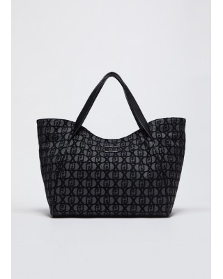 Γυναικεία μαύρη τσάντα shopper με λογότυπο - Liu Jo AF4313T6438