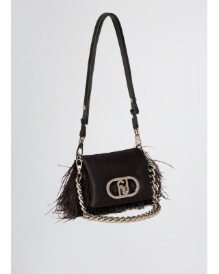 Γυναικεία μαύρη σατέν τσάντα με πούπουλα - LiuJo AA5269P0347