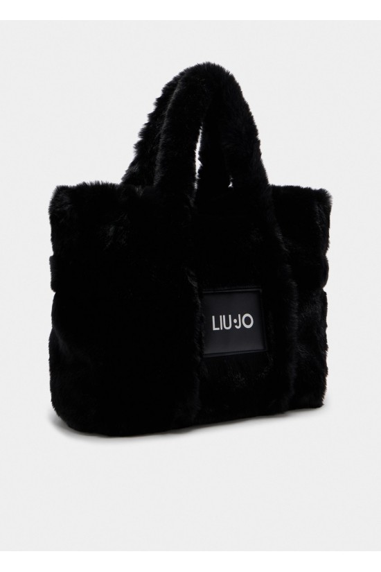 Γυναικεία μαύρη γούνινη τσάντα - Liu Jo TF5270E0374