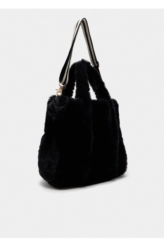 Γυναικεία μαύρη γούνινη τσάντα - Liu Jo TF5270E0374