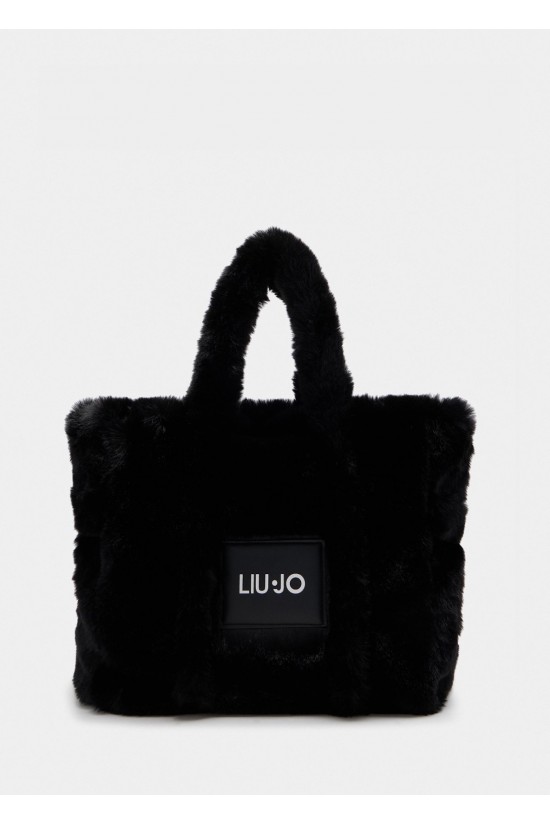 Γυναικεία μαύρη γούνινη τσάντα - Liu Jo TF5270E0374