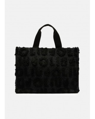 Γυναικεία μαύρη shopper τσάντα με γούνινες λεπτομέρειες - Liu Jo 2F5027T0300