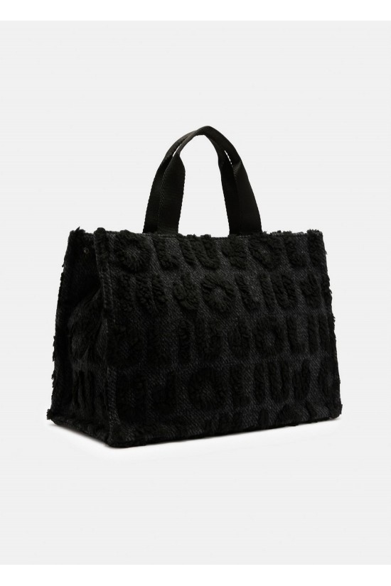 Γυναικεία μαύρη shopper τσάντα με γούνινες λεπτομέρειες - Liu Jo 2F5027T0300 Γυναικεία μαύρη shopper τσάντα με γούνινες λεπτομέρειες - Liu Jo 2F5027T0300