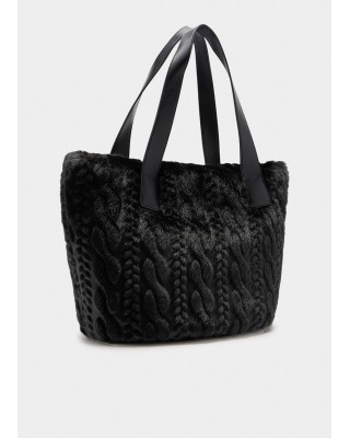 Γυναικεία μαύρη τσάντα με γούνα - Liu Jo AF5154E0305