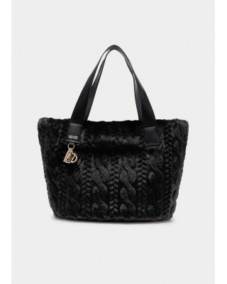 Γυναικεία μαύρη τσάντα με γούνα - Liu Jo AF5154E0305