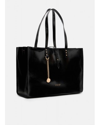 Γυναικεία μαύρη glossy τσάντα ώμου - Liu Jo 2F5024E0452