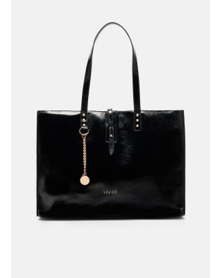 Γυναικεία μαύρη glossy τσάντα ώμου - Liu Jo 2F5024E0452