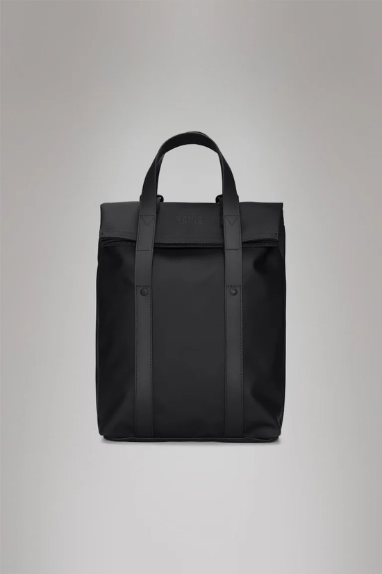 Unisex mini αδιάβροχη μαύρη τσάντα πλάτης - Rains Black 12780