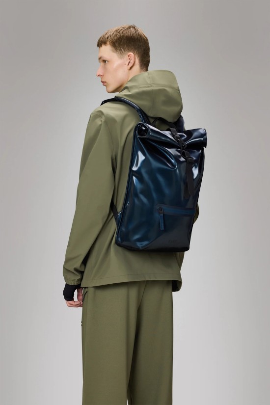Unisex Μπλε Αδιάβροχη τσάντα πλάτης - Rains Rolltop Spill 13320