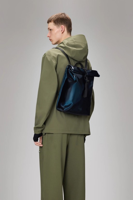 Unisex μπλε τσάντα πλάτης - Rains Rolltop Rucksack Mini Spill 13330