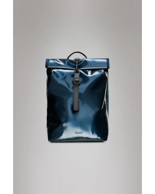 Unisex μπλε τσάντα πλάτης - Rains Rolltop Rucksack Mini Spill 13330 Unisex μπλε τσάντα πλάτης - Rains Rolltop Rucksack Mini Spill 13330